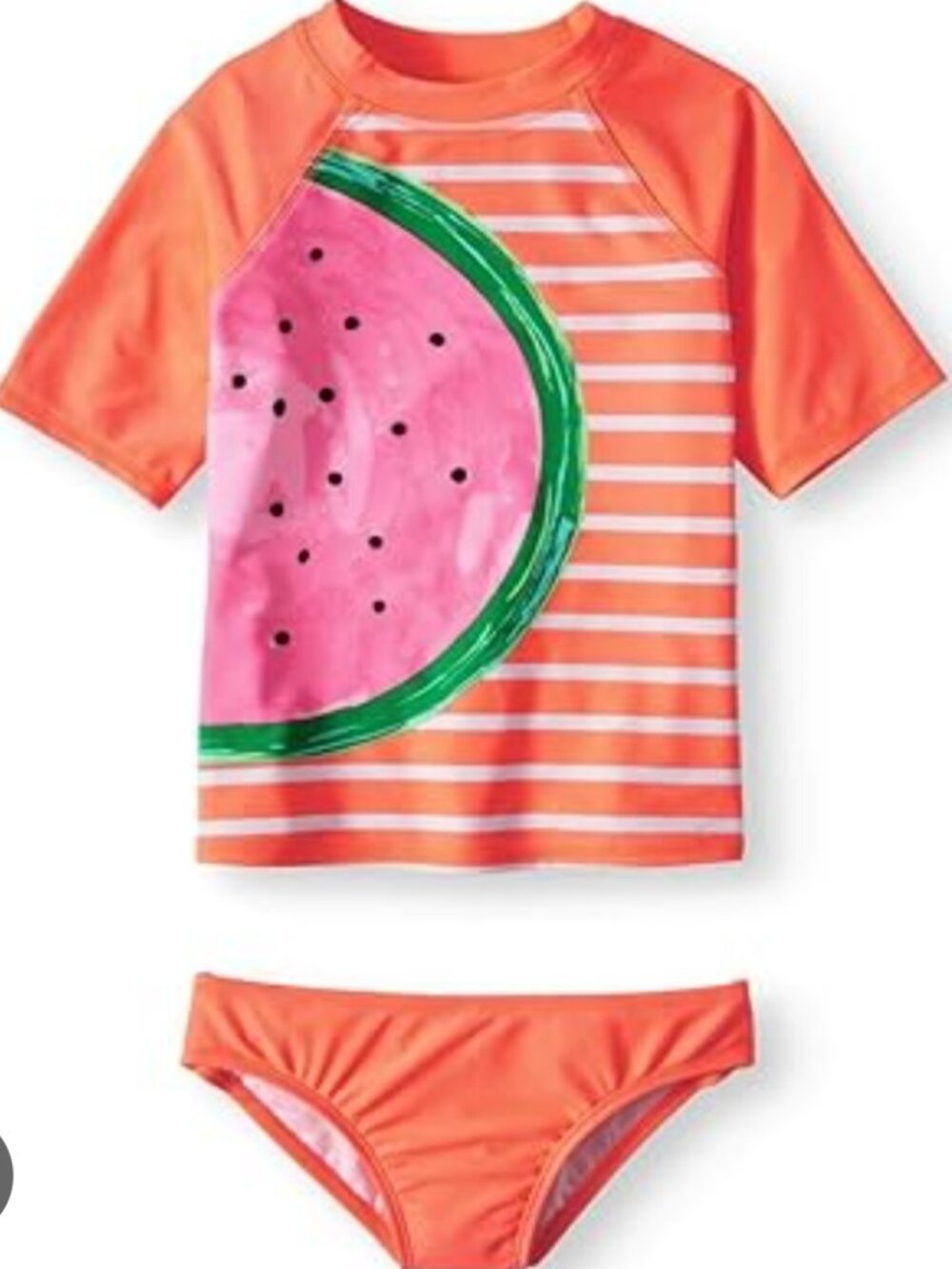 Wonder Nation Watermelon and Orange Stripe Swimsuit Set – 2‑Piece (Sz 6/6x